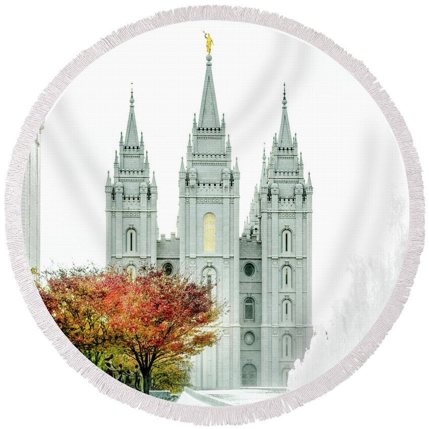 Mormon Temples Round Beach Towel featuring the photograph Journey to Eternity by La Rae Roberts