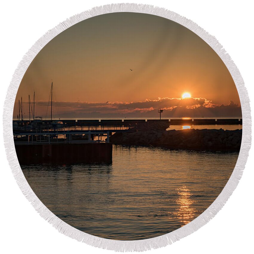 Sunrise Round Beach Towel featuring the photograph July Sunrise by James Meyer