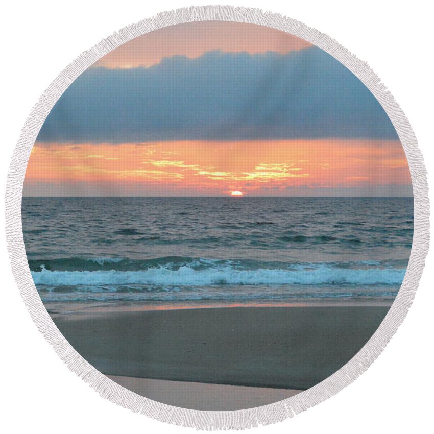 Obx Round Beach Towel featuring the photograph June 20 Nags Head Sunrise by Barbara Ann Bell