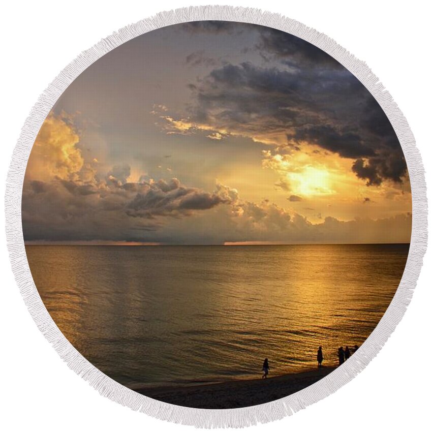 Sun Round Beach Towel featuring the photograph Just Another Spectacular Florida Summer Sunset by Carol Bradley