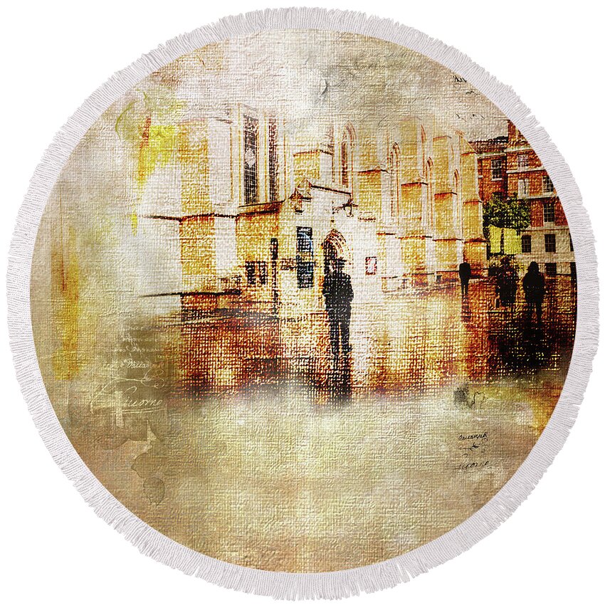 London Round Beach Towel featuring the digital art Just Light - Middle Temple by Nicky Jameson