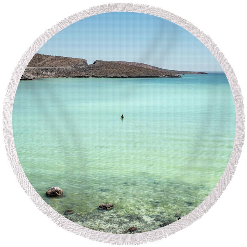 Baja Round Beach Towel featuring the photograph Just me myself and I by Art Atkins