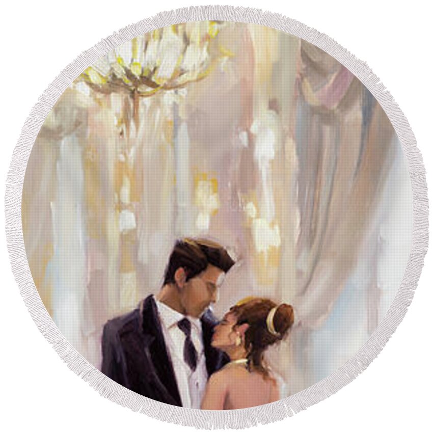 Romance Round Beach Towel featuring the painting Just the Two of Us by Steve Henderson