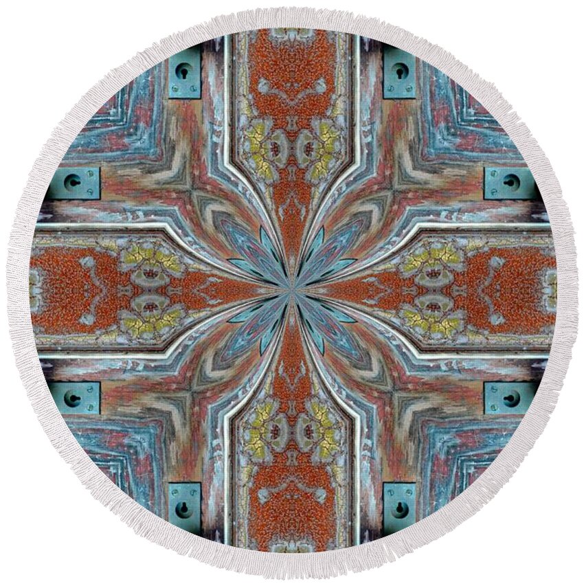 Kaleidoscope Round Beach Towel featuring the photograph K 112 by Jan Amiss Photography