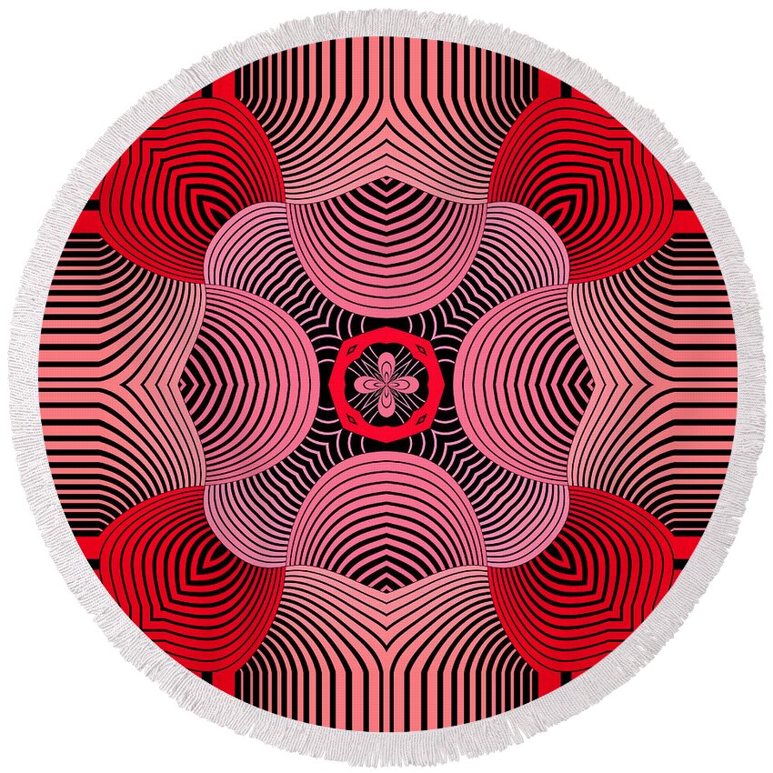Red Round Beach Towel featuring the digital art Kal - 37bc77 by Variance Collections
