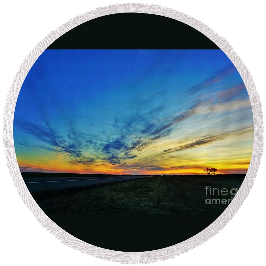 Kansas Round Beach Towel featuring the photograph Kansas sunrise2 by Merle Grenz