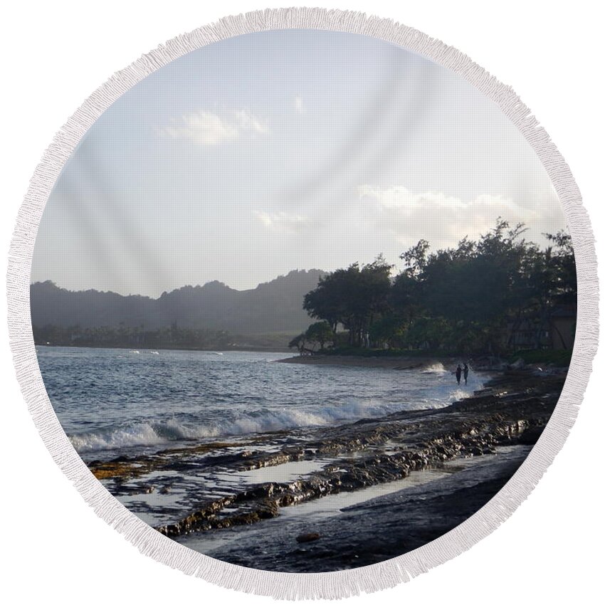 Kauai Round Beach Towel featuring the photograph Kauai Kapa'a Coast 1 by Amy Fose