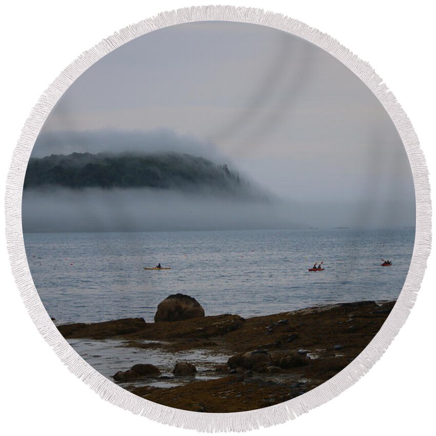 Bar Harbor Round Beach Towel featuring the photograph Kayaker Delight by Living Color Photography Lorraine Lynch