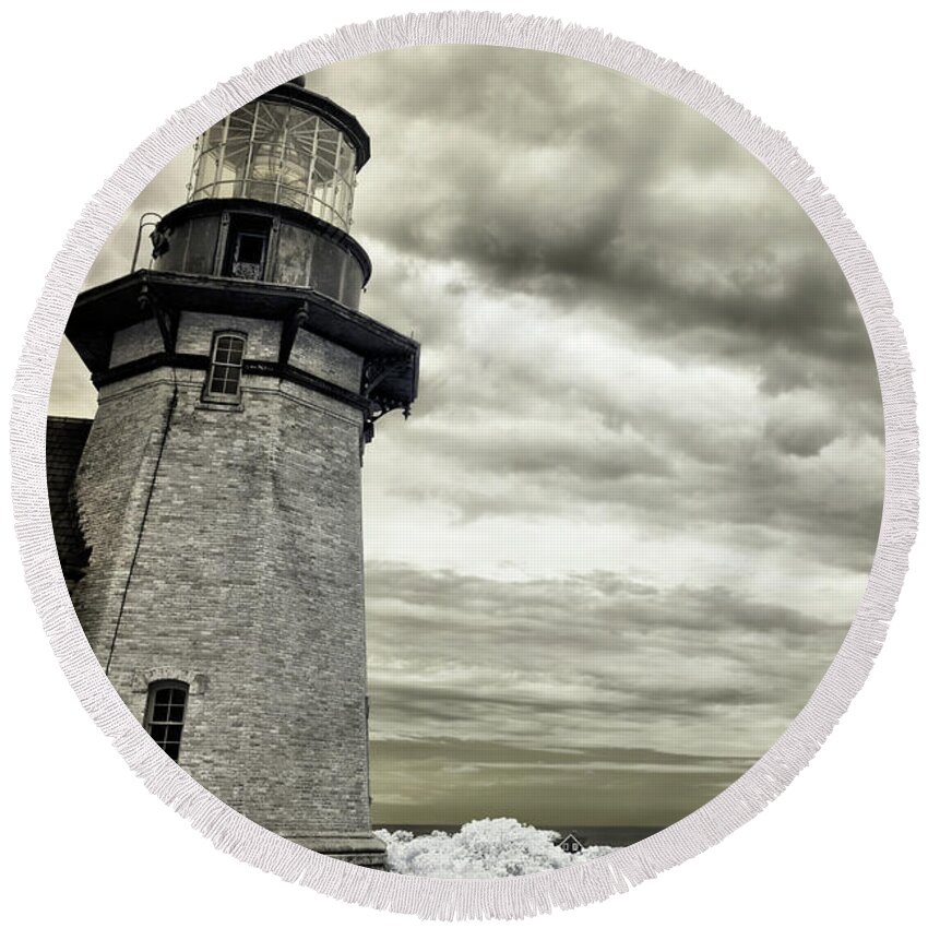 Block Island Round Beach Towel featuring the photograph Keeping Watch- Vintage Look by Luke Moore