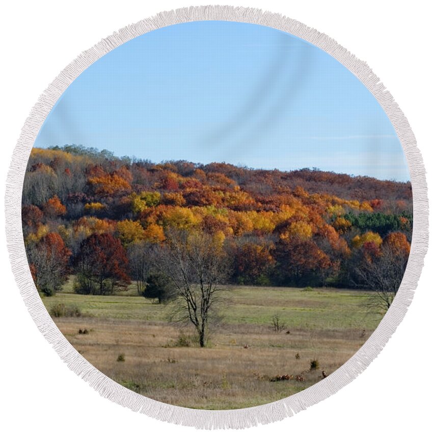 Autumn Round Beach Towel featuring the photograph Kettle Morraine in Autumn by Peter Ponzio