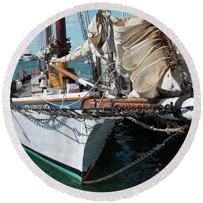 Florida Round Beach Towel featuring the photograph Key West Appledore Sailboat by Dennis Dame