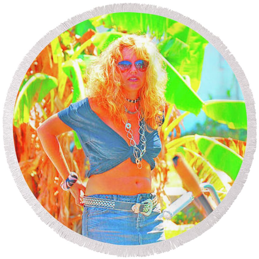 Female Round Beach Towel featuring the photograph Key West Life by Art Mantia