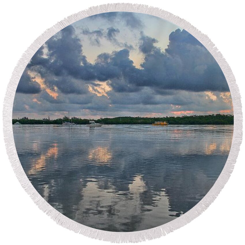 Sunrise Round Beach Towel featuring the photograph Key West Sunrise 7 by Bob Slitzan