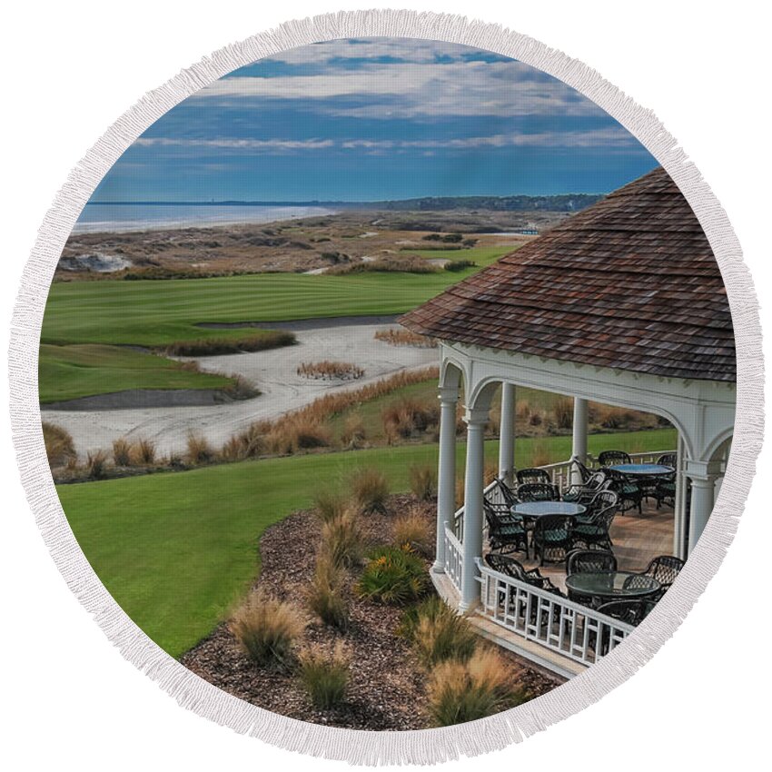Connie Mitchell Photography Round Beach Towel featuring the photograph Kiawah Island Ocean Golf Course by Connie Mitchell