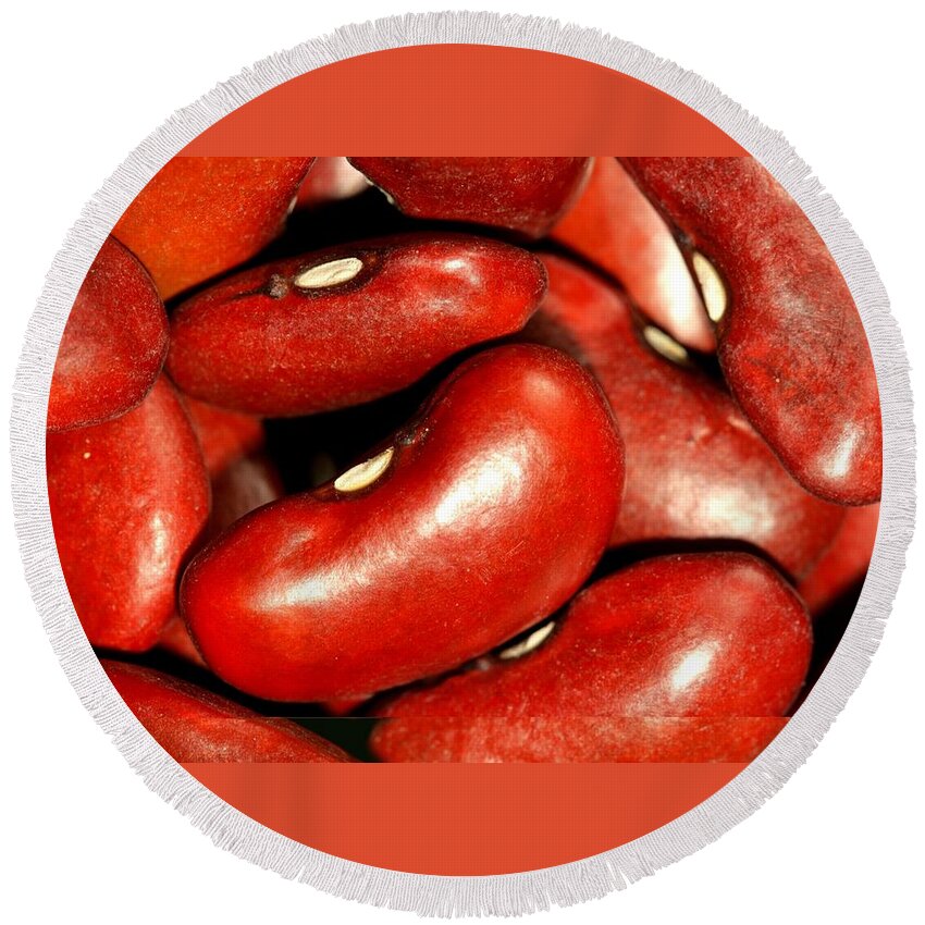 Kidney Beans Chili Bean Red Food Macro Close-up Round Beach Towel featuring the photograph Kidney Beans by Ian Sanders