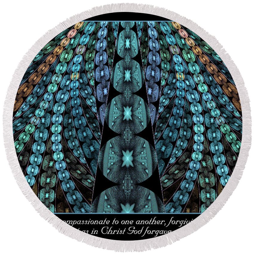 Fractals Round Beach Towel featuring the digital art Kind and Compassionate by Missy Gainer