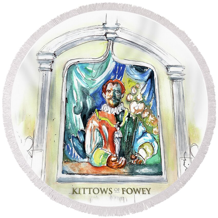 Travel Round Beach Towel featuring the painting Kittows Of Fowey by Miki De Goodaboom