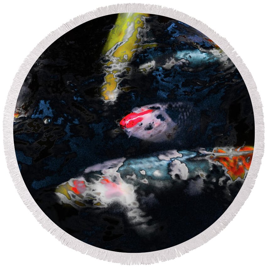 Fish Round Beach Towel featuring the photograph Krazy Koi by Bradley Dever