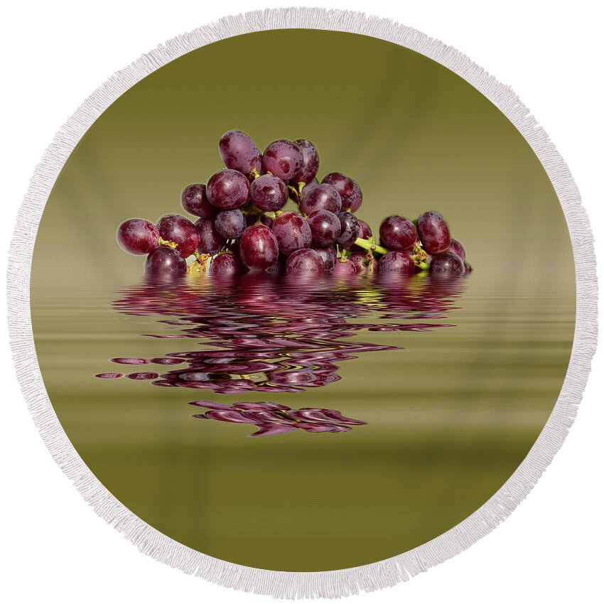 Grapes Round Beach Towel featuring the photograph Krissy Gold Grapes to wine by David French