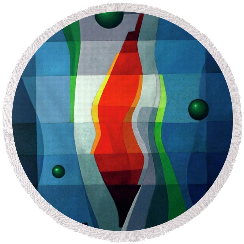 #abstract Round Beach Towel featuring the painting La Isla by Alberto DAssumpcao
