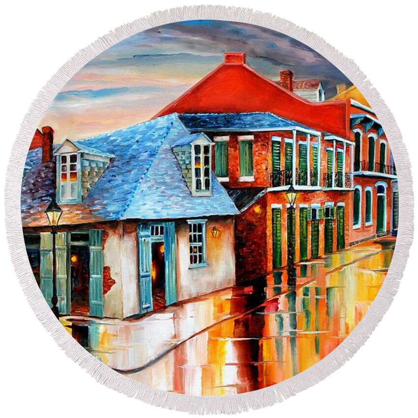 Lafitte's Bar at Sunset Round Beach Towel for Sale by Diane Millsap