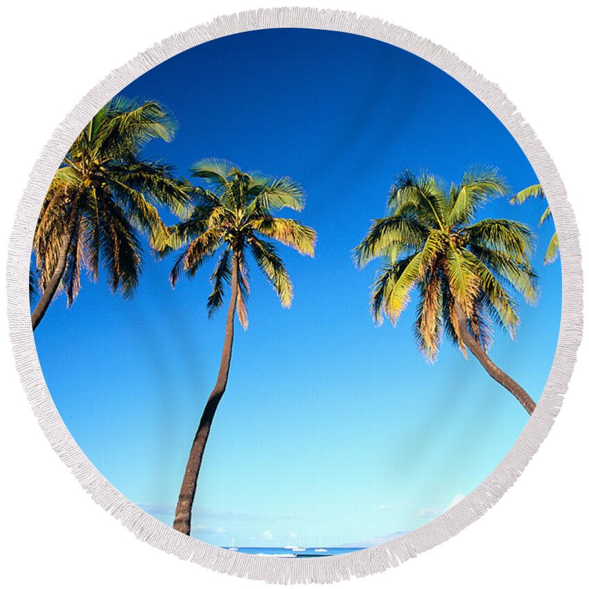 Bark Round Beach Towel featuring the photograph Lahaina Palms by Carl Shaneff - Printscapes