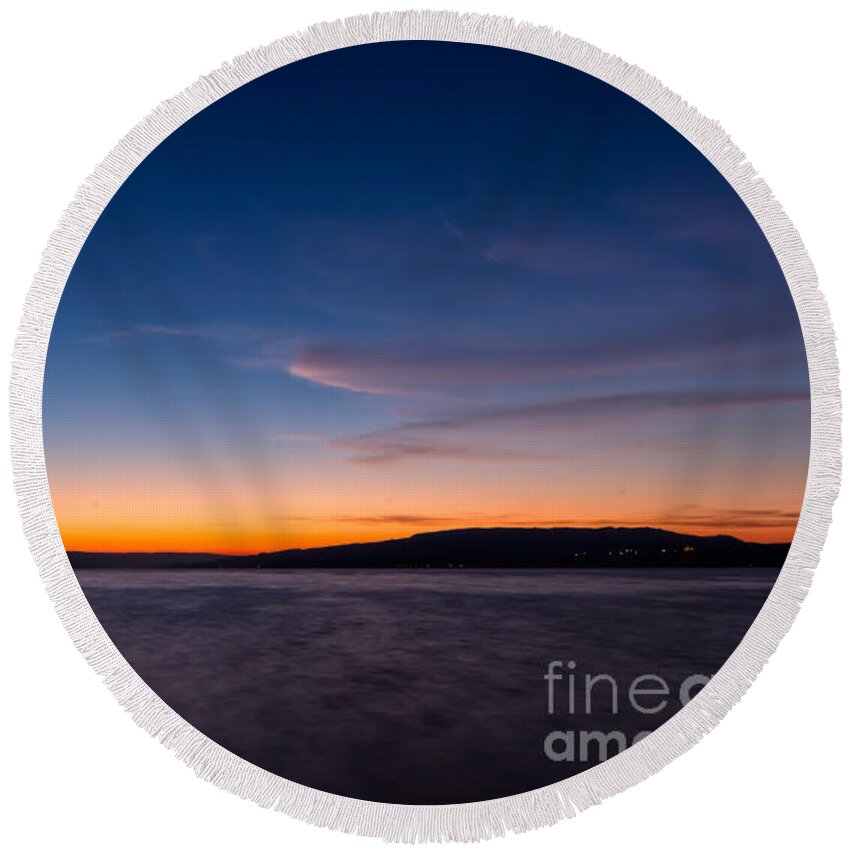 Lake-constance Round Beach Towel featuring the photograph Sunset over Lake Constance by Bernd Laeschke