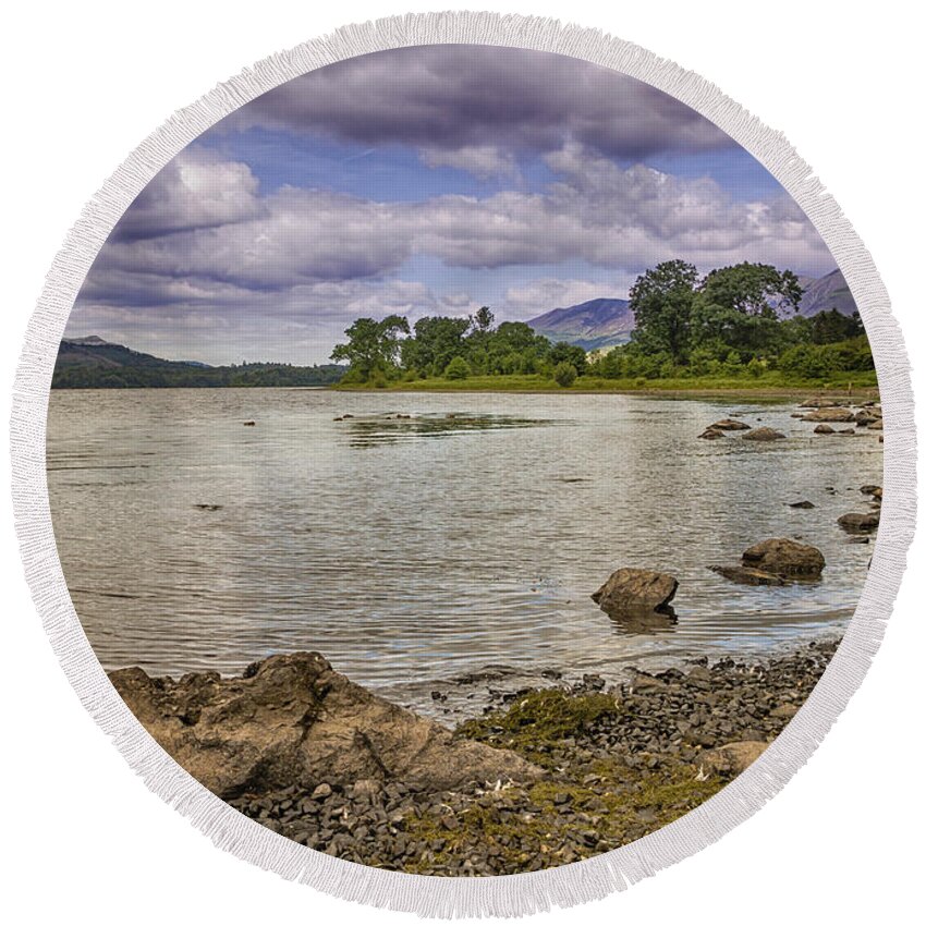 England Round Beach Towel featuring the photograph lake district HDR by Chris Smith