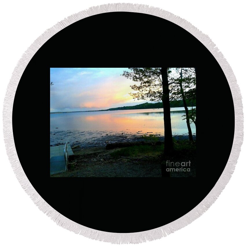 Lake Round Beach Towel featuring the photograph Lake in Virginia by Jimmy Clark