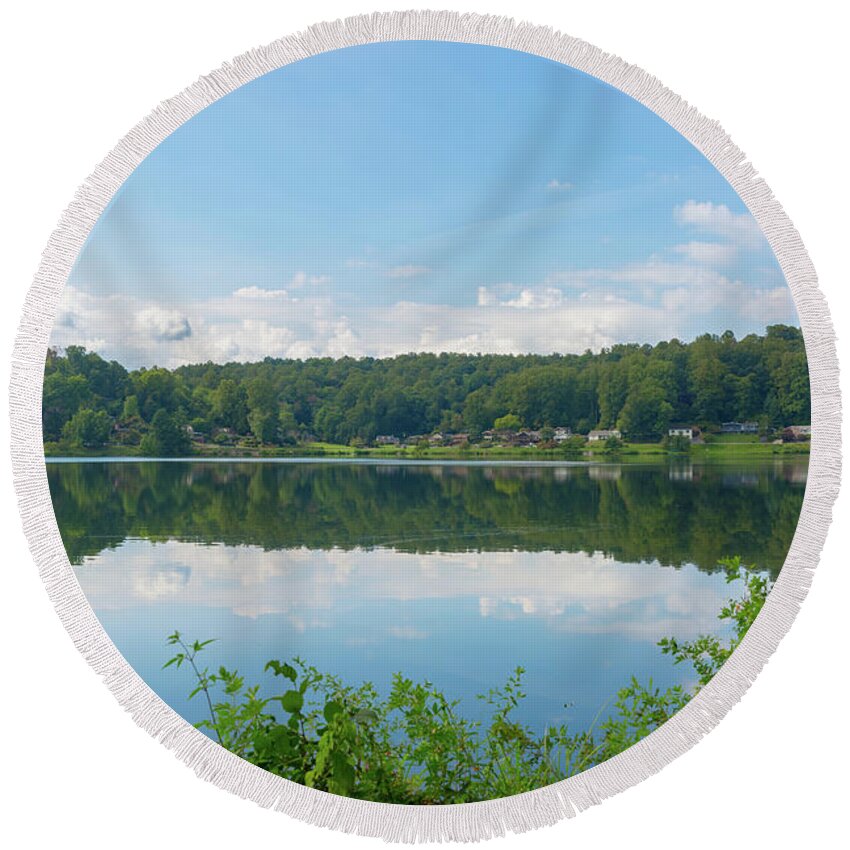 Reflections Round Beach Towel featuring the photograph Lake Junaluska #3 September 9 2016 by D K Wall