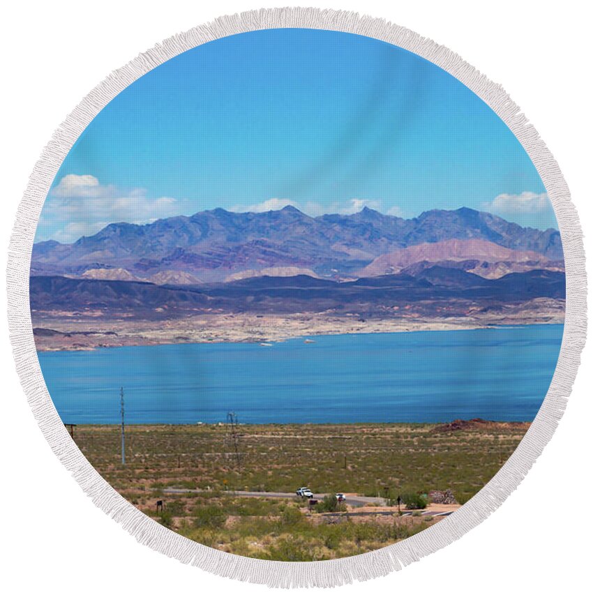 Lake Mead Afternoon Round Beach Towel featuring the photograph Lake Mead Afternoon by Bonnie Follett