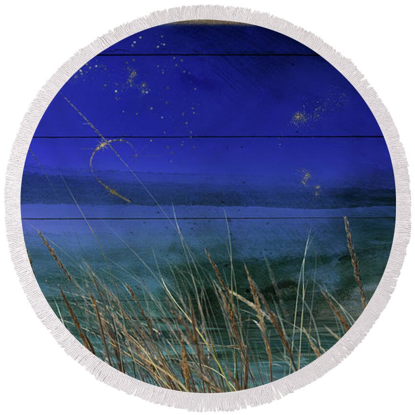 Lake Round Beach Towel featuring the painting Lake of Stars II by Mindy Sommers