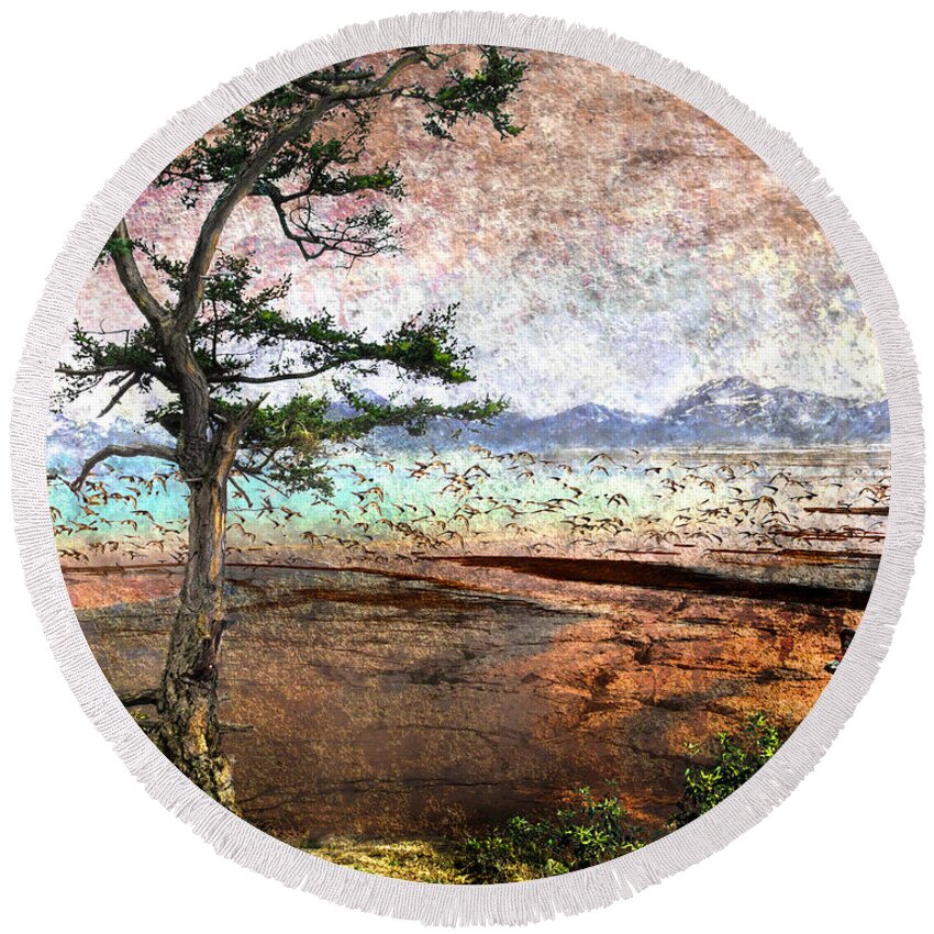 Lake Round Beach Towel featuring the digital art Lake View by Ken Taylor