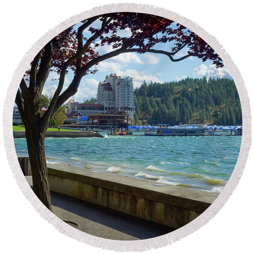  Round Beach Towel featuring the photograph Lakefront CDA by Idaho Scenic Images Linda Lantzy
