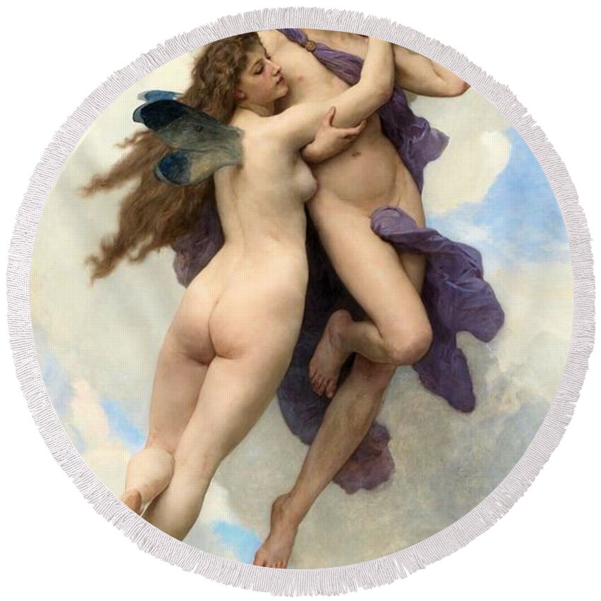 William Adolphe Bouguereau Round Beach Towel featuring the painting LAmour et Psyche by William Adolphe Bouguereau