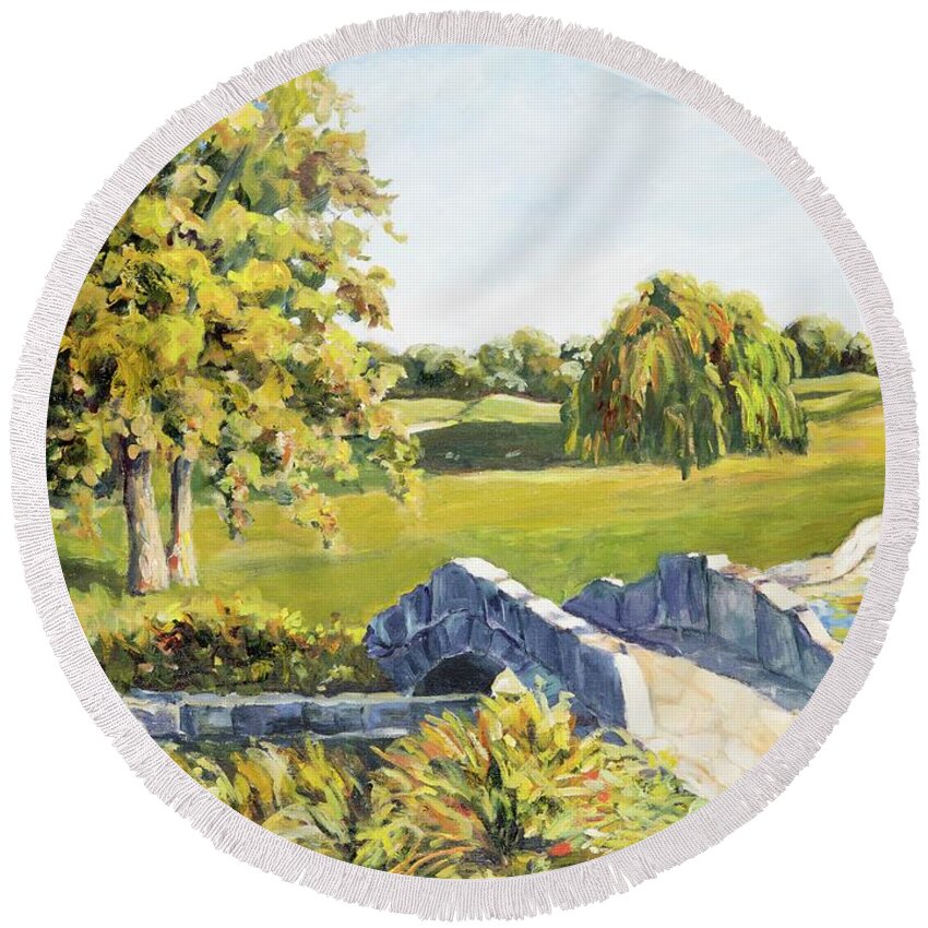 Landscape Round Beach Towel featuring the painting Landscape No. 12 by Ingrid Dohm
