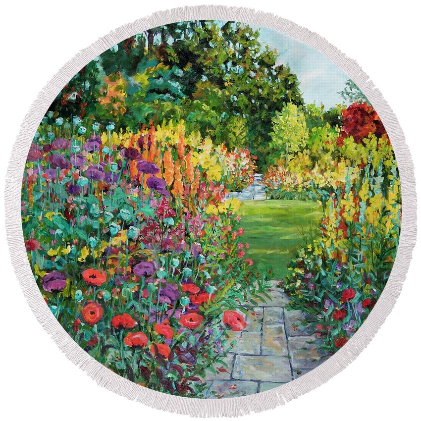 Flowers Round Beach Towel featuring the painting Landscape with Poppies by Ingrid Dohm