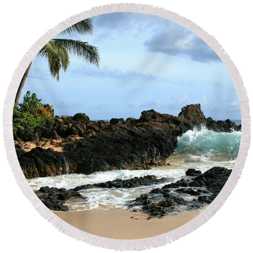 Aloha Round Beach Towel featuring the photograph Lapiz Lazuli Stone Aloha Paako Aviaka by Sharon Mau