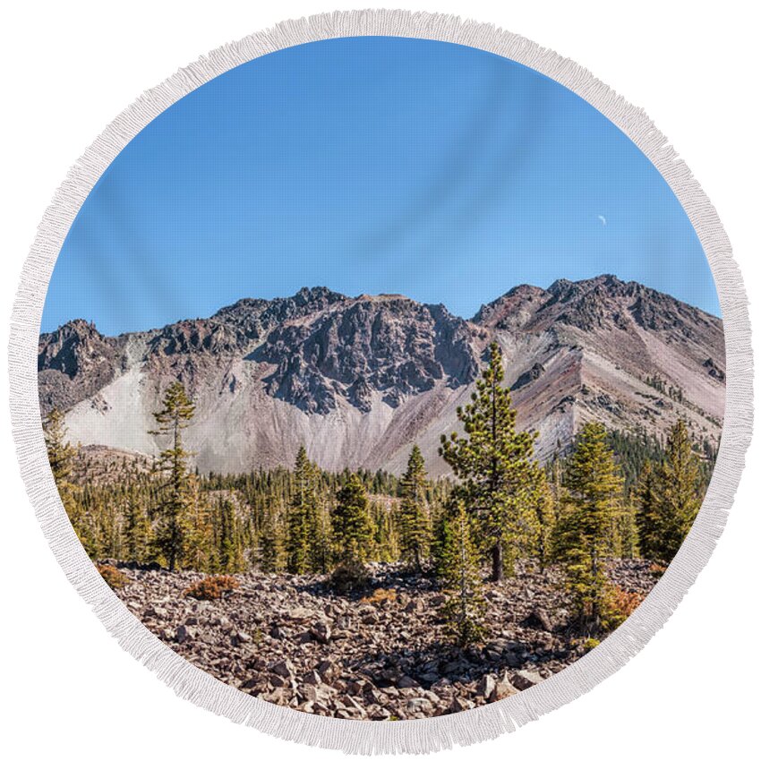 Landscape Round Beach Towel featuring the photograph Lassen Volcano by John M Bailey