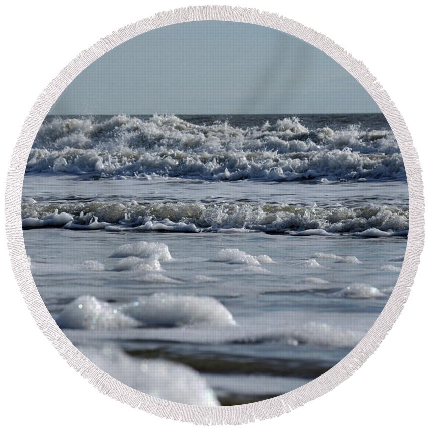 Beach Round Beach Towel featuring the photograph Last Look of the Season by Greg Graham