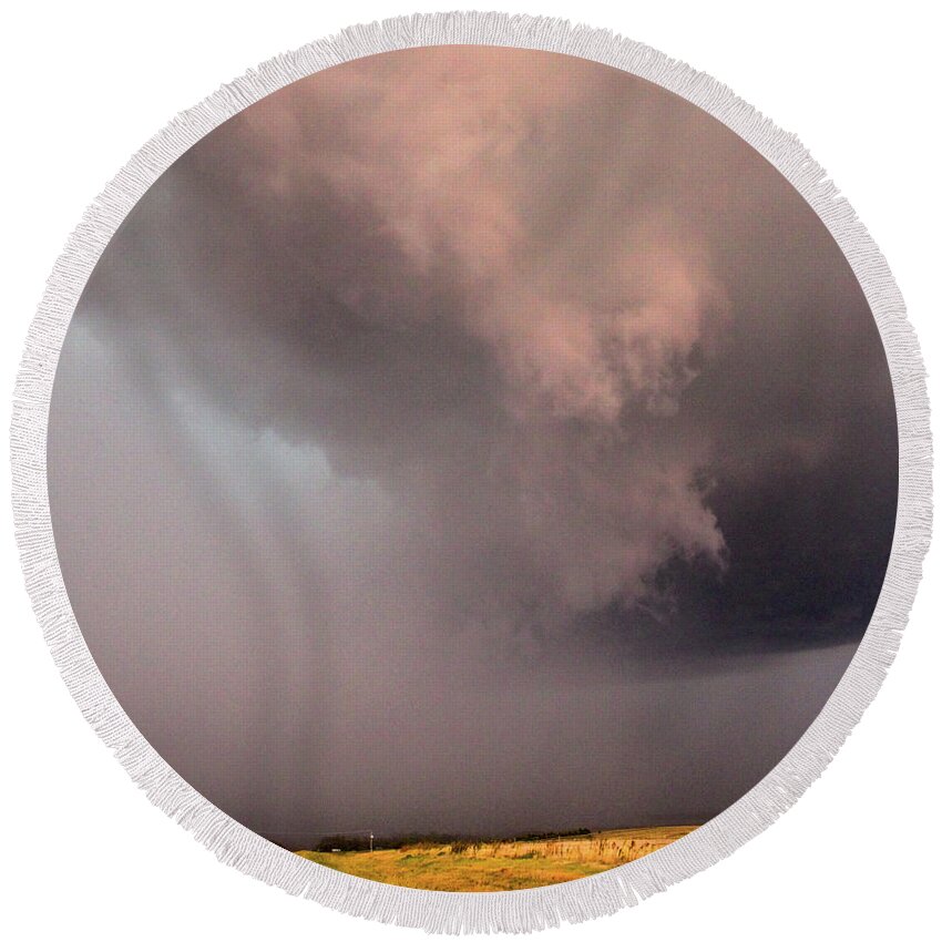 Nebraskasc Round Beach Towel featuring the photograph Last Storm Chase of 2017 039 by NebraskaSC