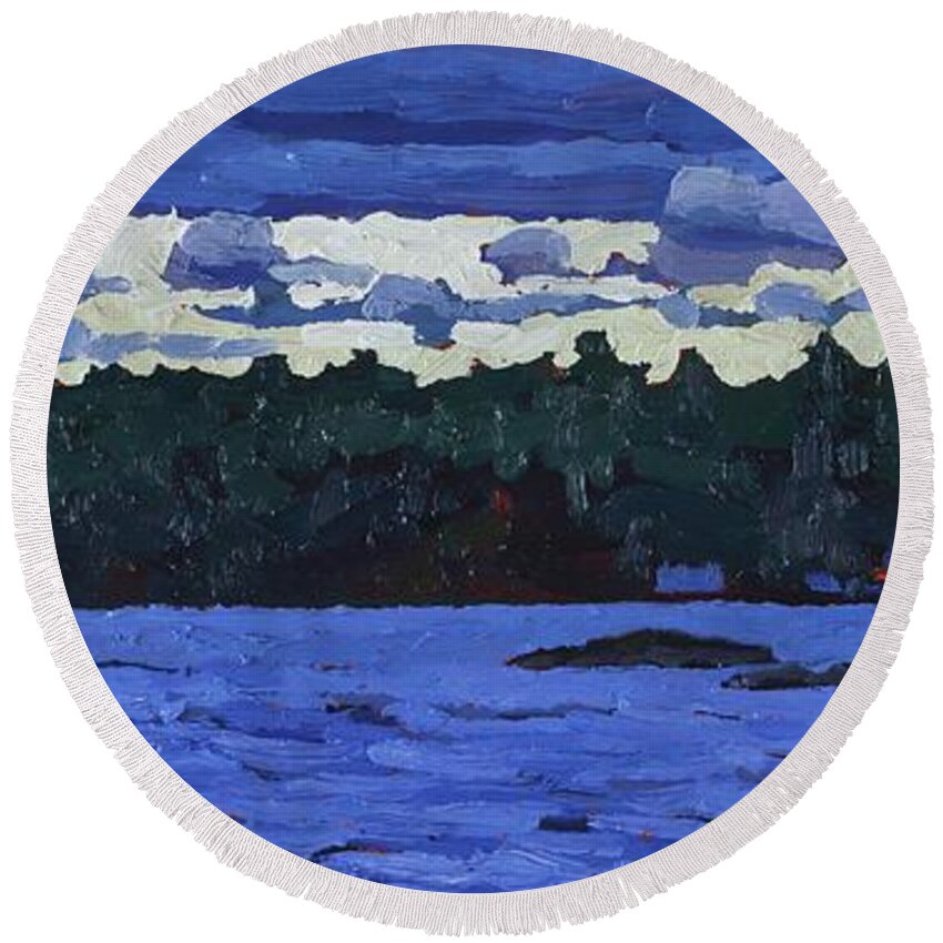 1900 Round Beach Towel featuring the painting Late Afternoon Glow by Phil Chadwick