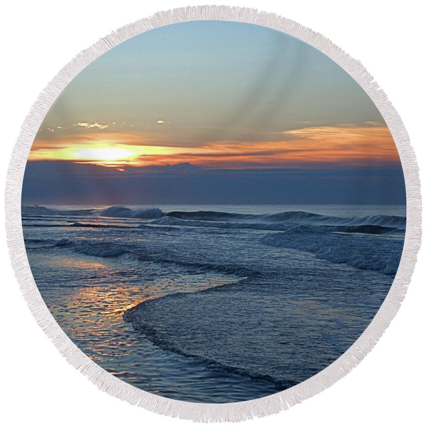 Seas Round Beach Towel featuring the photograph Late Sunrise I I by Newwwman