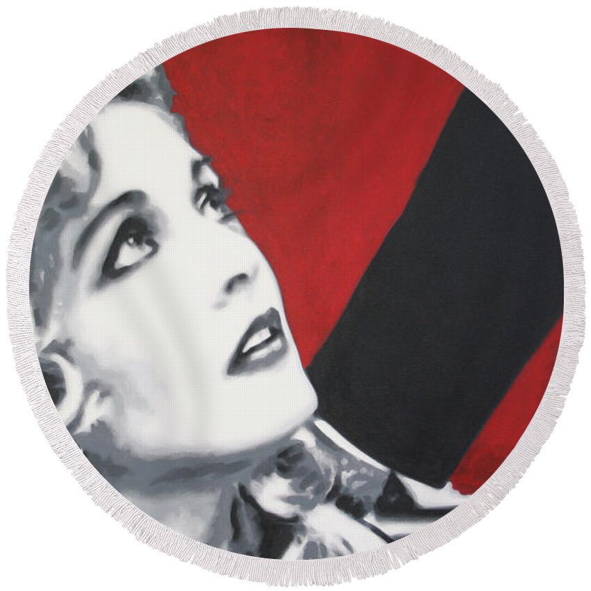 Laura Palmer Round Beach Towel featuring the painting Laura Palmer by Ludzska