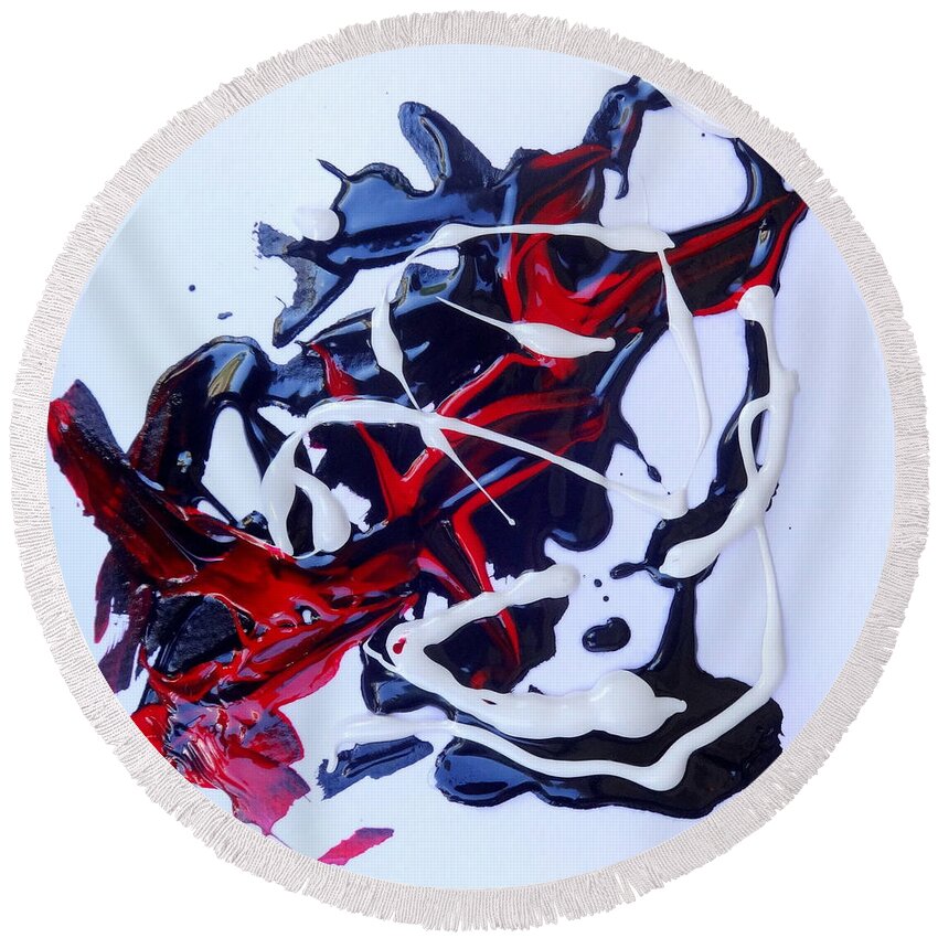 Abstract Round Beach Towel featuring the painting Lava Flow by Fred Wilson