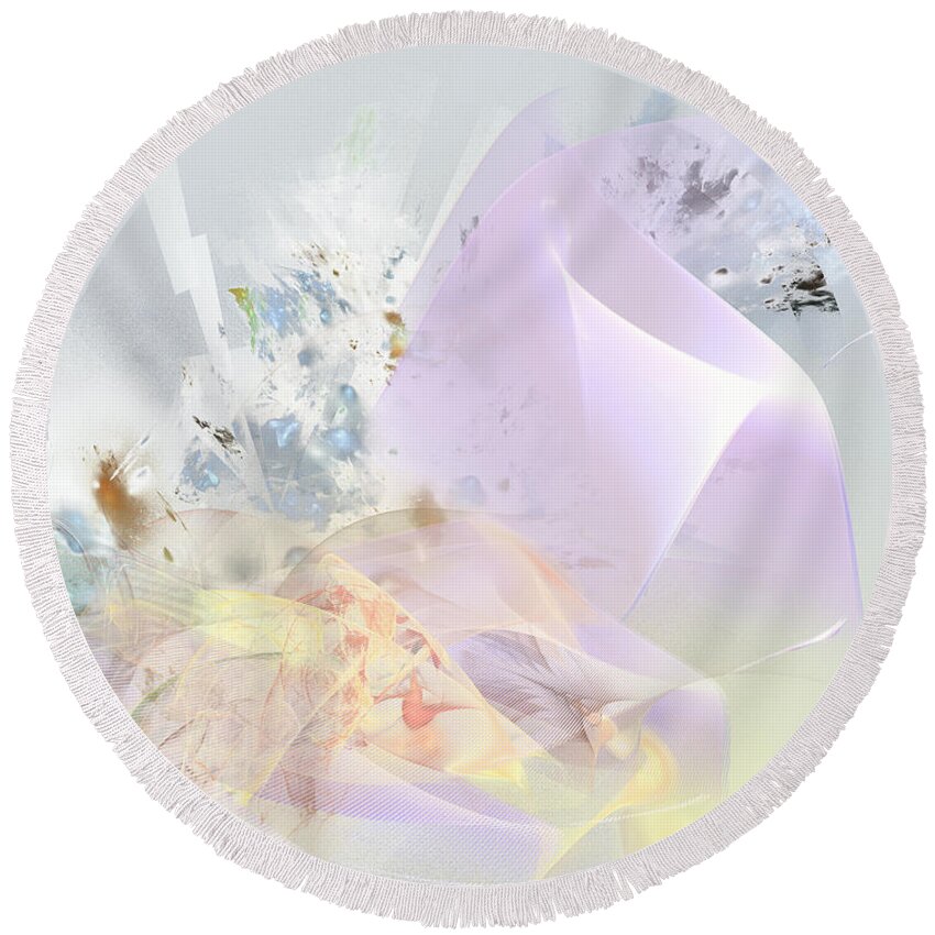 Lavender Round Beach Towel featuring the digital art Lavender Sky by Ilia -