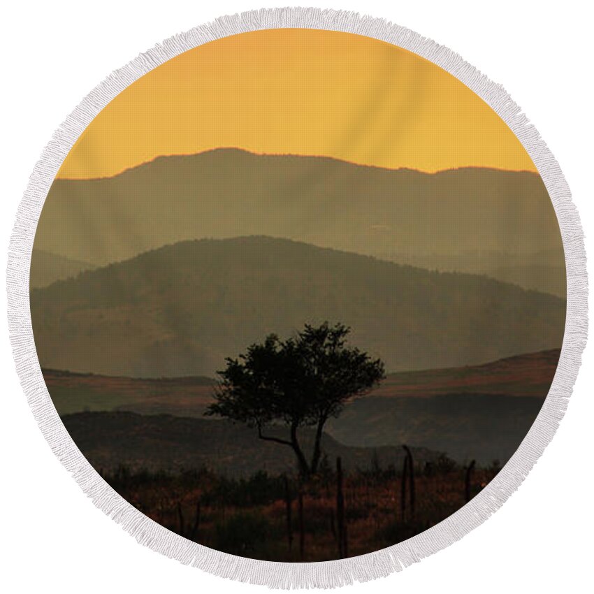 Sunset Round Beach Towel featuring the photograph Layers of Lucidity by Brian Gustafson