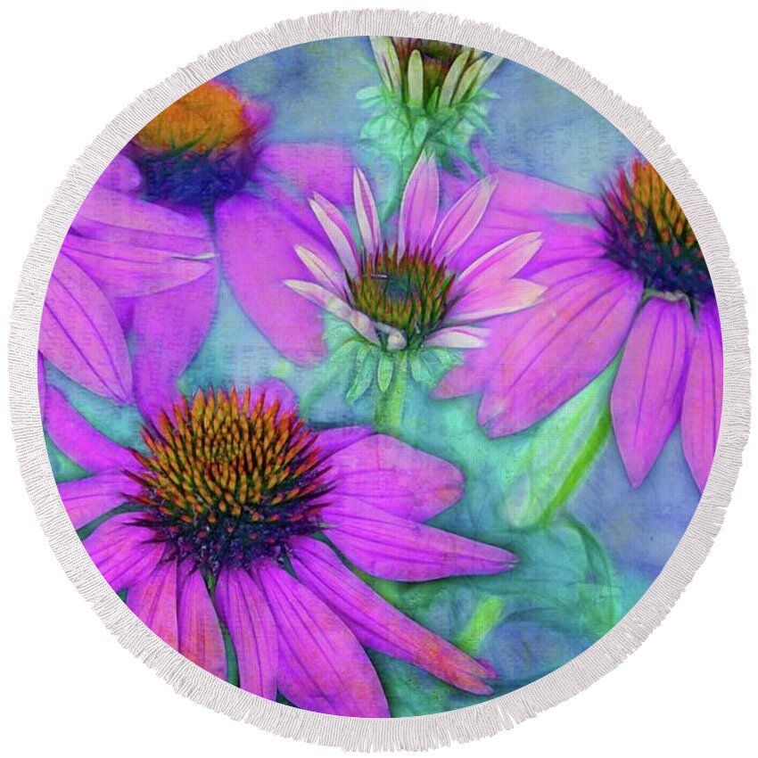 Flowers Round Beach Towel featuring the photograph Le Clan des Cinq by Variance Collections