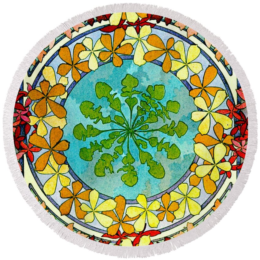 Leaf Motif 1901 Round Beach Towel featuring the photograph Leaf Motif 1901 by Padre Art