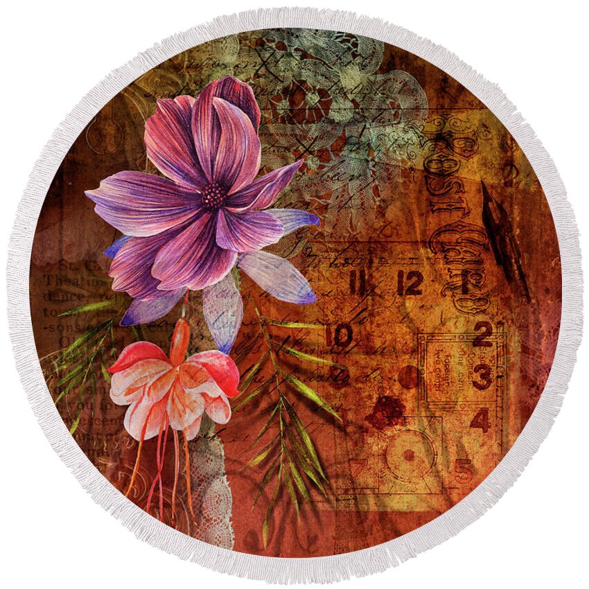 Art Nouveau Round Beach Towel featuring the digital art Left Behind by Linda Carruth